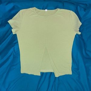 green ribbed top with cut out